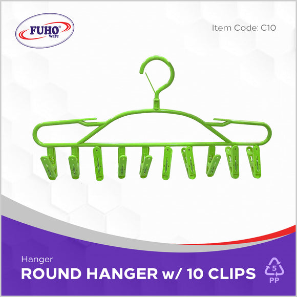 FUHO Laundry Hanger w/ 10 Clips