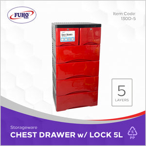 FUHO Chest Drawer (Arc Design) w/ lock & wheels 5 Layers